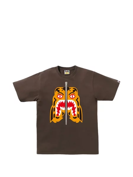 Tigriscsíkos póló A Bathing Ape® nyomtatás barna