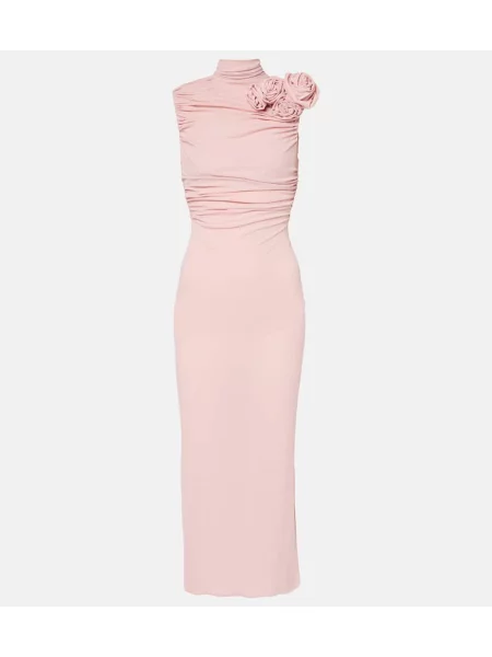 Jedwabna sukienka midi Magda Butrym w kwiatki z kapturem różowa