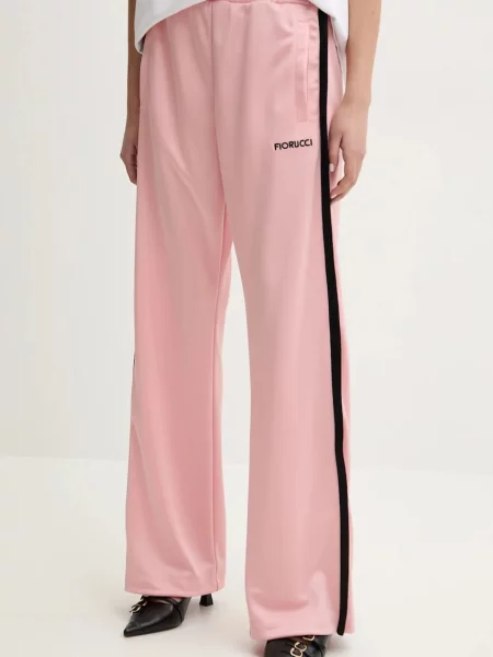 Fiorucci pantaloni de trening Puffy Piping Track Trousers femei cu imprimeu roz