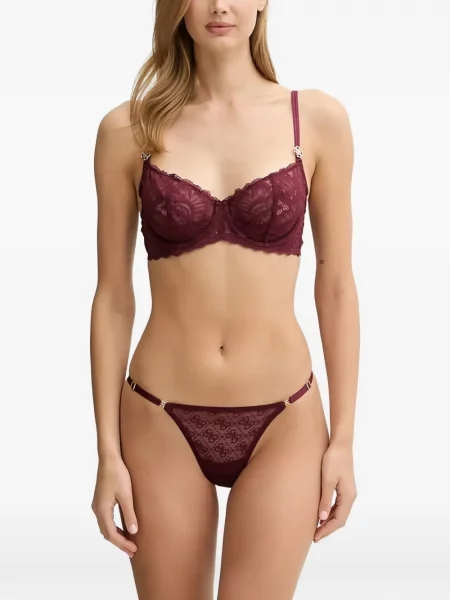 Sutien Guess din dantelă cu autograf roșu
