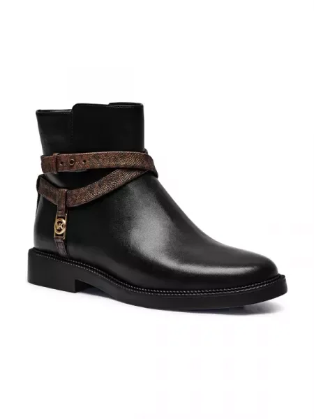 Michael Kors Bőr magassarkú bokacsizma ABIGAIL fekete