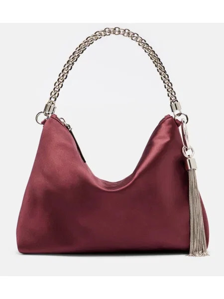 Geantă plic Jimmy Choo din satin bordo