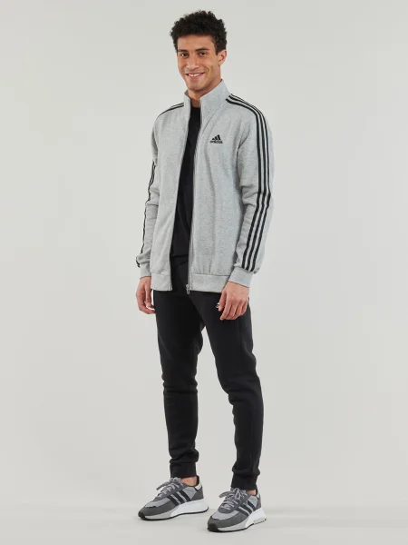 Pruhovaná tepláková súprava Adidas sivá