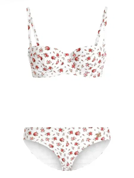 Bikini Dolce & Gabbana cu model floral cu imagine alb
