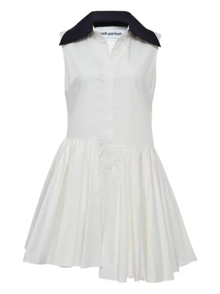 Kołnierzykowy sukienka Self-portrait dzwony garniturowa biała