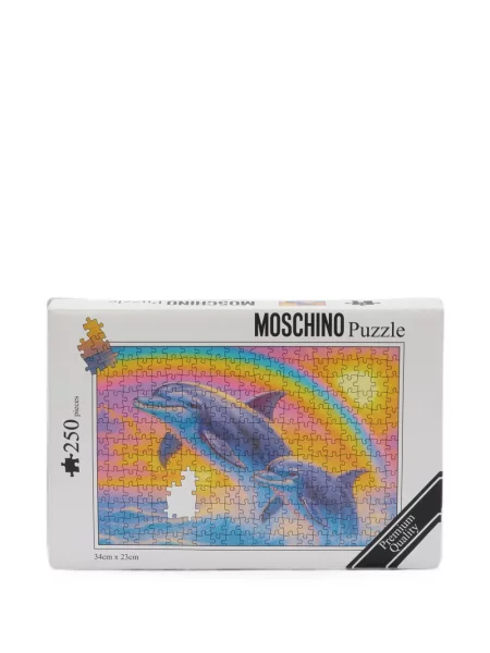 Geantă Moschino din piele cu imagine alb