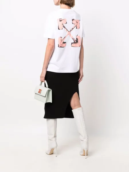 Scurt tricou Off-white cu imagine alb