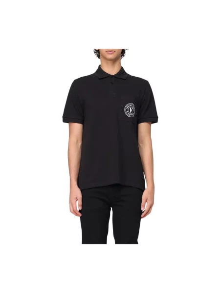 Koszulka polo Versace Jeans Couture z logo czarna