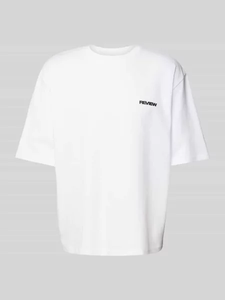 T-shirt o kroju oversized z nadrukiem z logo Review biała