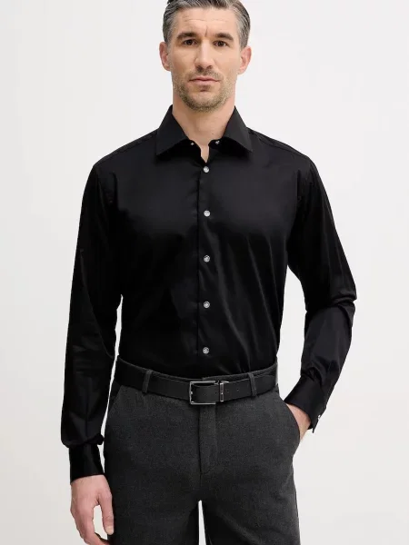 Karl Lagerfeld cămașă cu guler clasic regular negru