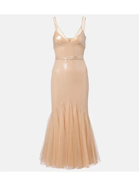 Rochie David Koma din tul bej