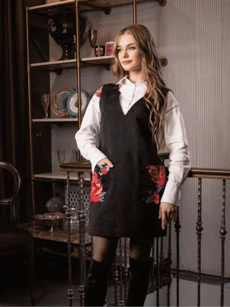 Лляний Сарафан Едельвіка чорний
