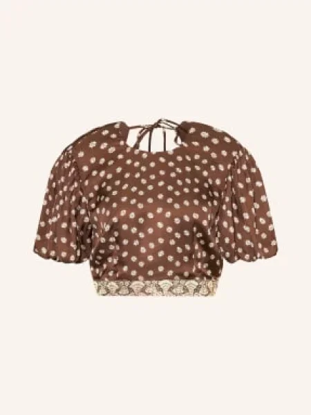 Claudie Pierlot Krótka Bluzka Z Satyny braun beżowa