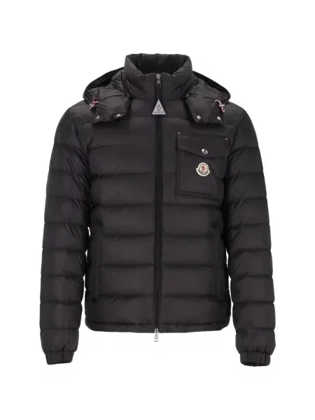Scurt geacă cu puf Moncler cu glugă negru
