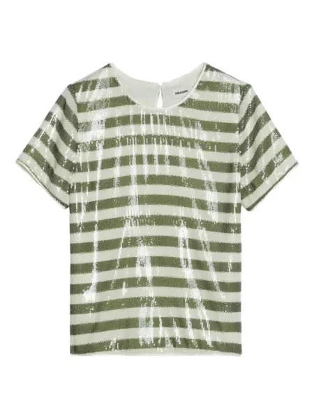 Tricou Zadig&voltaire cu paiete cu dungi verde
