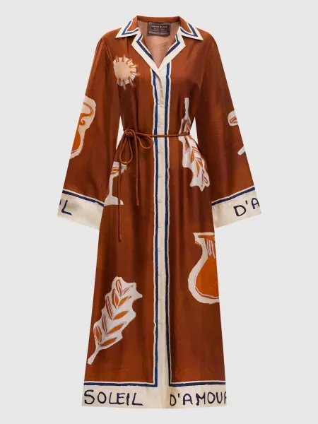 Сукня-сорочка Soleil D'Amour із шовку Alemais коричнева