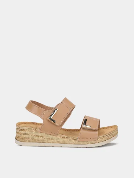 Шкіряні Сандалії Gunter бежевий