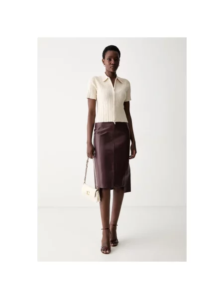 Sweter Victoria Beckham z krótkim rękawem beżowy