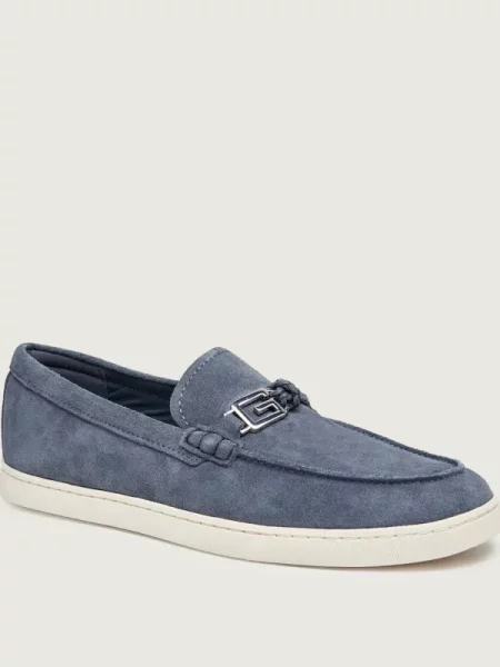 Guess Pantofi loafer HEAWS | piele întoarsă albastru