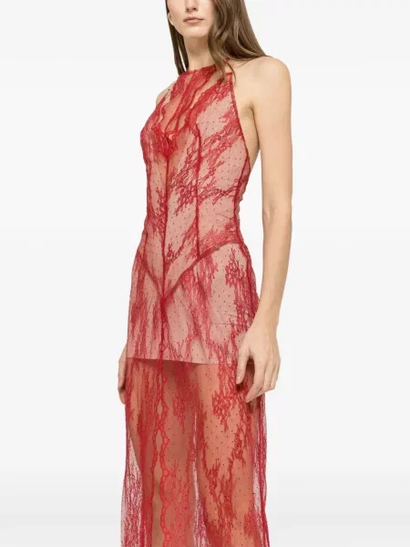Maksi sukienka maxi Nissa koronkowa garniturowa czerwona