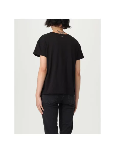 Koszulka z nadrukiem Liu Jo z kryształkami czarna