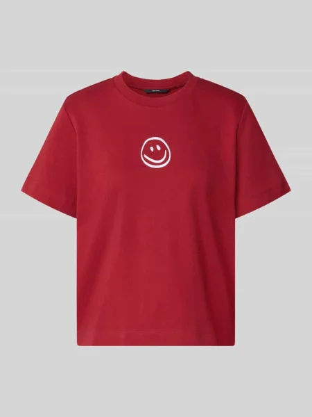 T-shirt o pudełkowym kroju z czystej bawełny model SARA' Vero Moda czerwona