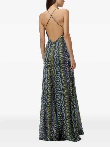 Lung rochie Missoni cu model piele de șarpe albastru