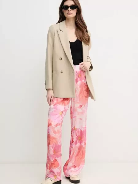 Marc Aurel spodnie różowy proste high waist czerwone