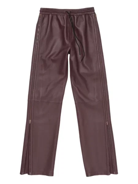 Pantaloni Acne Studios din piele roșu