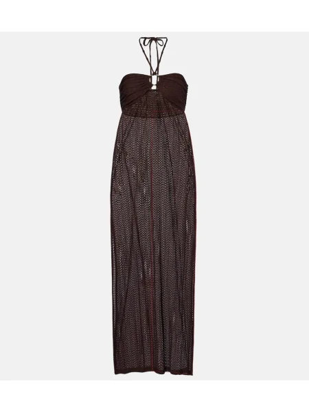 Rochie maxi Melissa Odabash cu gât halter de costum maro