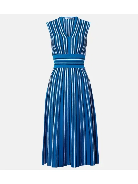 Rochie midi Max Mara cu dungi tricotate albastru