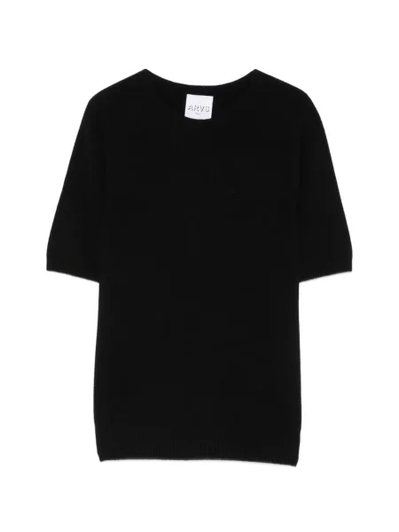 Scurt tricou Arovescio cu decolteu rotund negru
