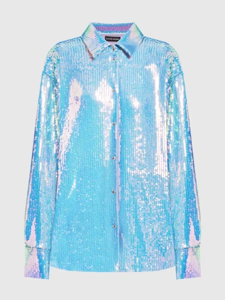 Блуза з паєтками David Koma блакитна