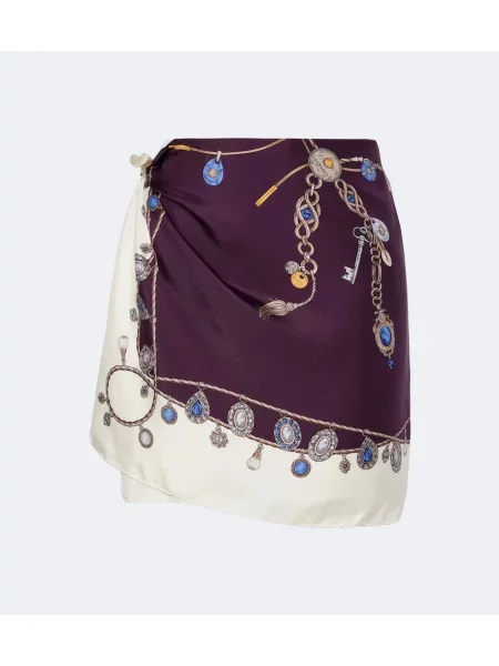 Fustă Versace cu imagine din țesătură twill plic violet