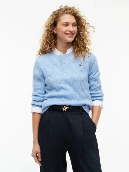 Kötött szvetter Tommy Hilfiger kék