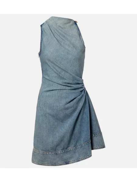 Sukienka jeansowa Mcqueen drapowana niebieska
