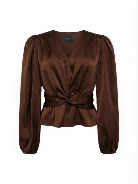 Liberte Essentiel Tricou TIKI LS TWIST închis maro