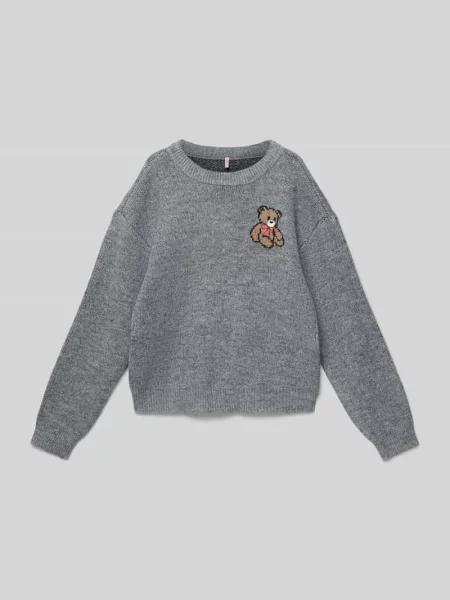 Sweter z dzianiny o kroju regular fit z wyhaftowanym motywem model ‘TEDDY’ Only