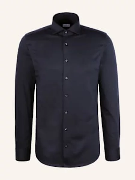 Koszula biznesowa o kroju slim fit z mieszanki bawełny i modalu model Light Spread Kent' Seidensticker granatowa