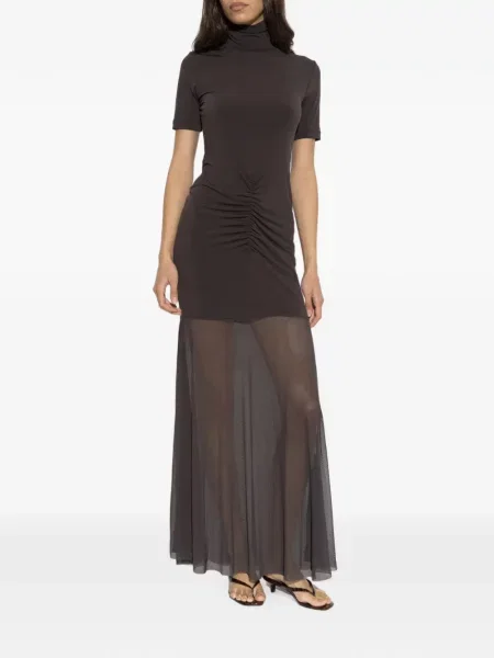 Rochie maxi Gestuz cu volane maro