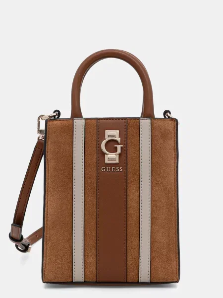 Кожена чанта Guess ERENIA кафяво