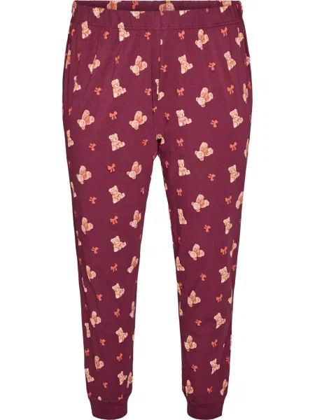 Zizzi Pantaloni de pijama HANNY ecru / vin roșu