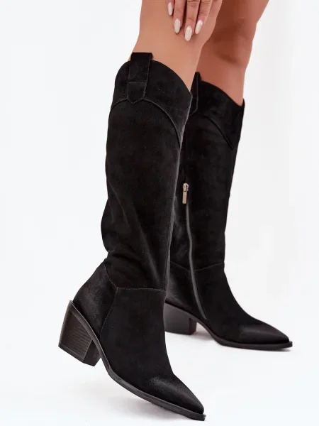 Botine Artiker din piele cowboy negru
