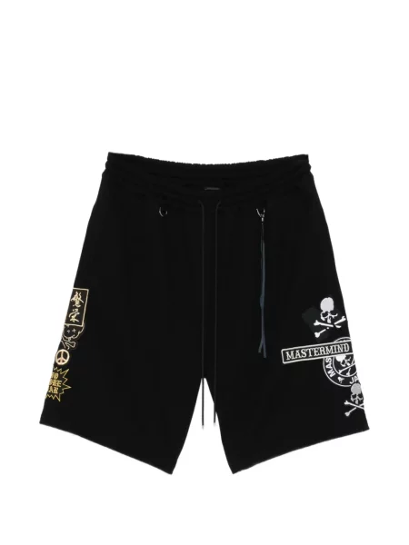 Șnur de strângere pantaloni scurți Mastermind Japan cu broderie negru