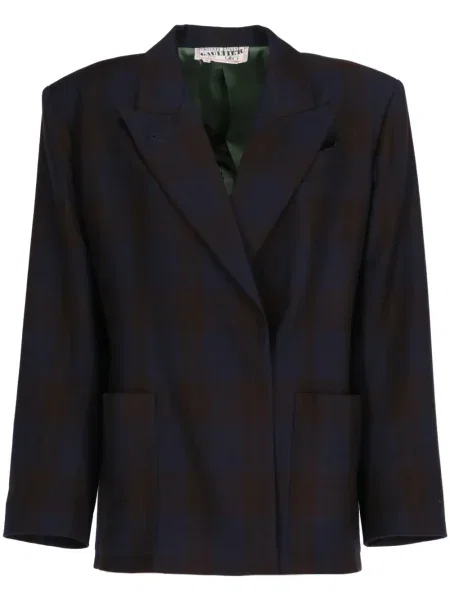 Vlněné kostkované sako Jean Paul Gaultier Pre-owned hnědé