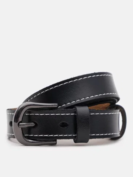 Кожаный ремень Borsa Leather с ремешками черный