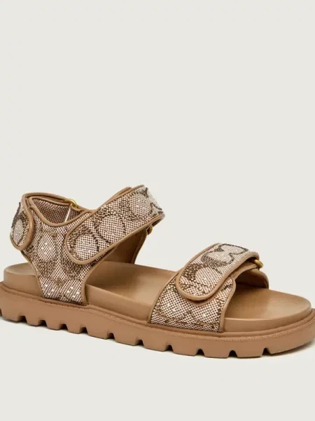 Coach szandál lapos női bőr Brynn Crystal Signature Sandal barna
