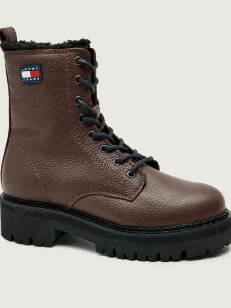 Tommy Jeans De piele botine | shearling maro
