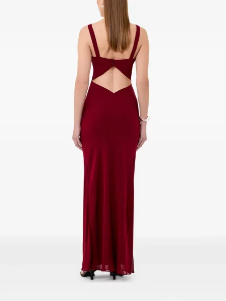 Rochie maxi Nicholas cu decolteu în V drapată de costum roșu