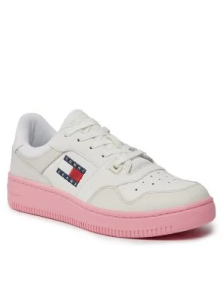 Tommy Jeans Usnjene superge TJW RETRO BASKET ESS bela
